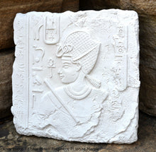 Load image into Gallery viewer, History Egyptian Amenhotep III blue crown Fragment Sculptural wall relief plaque www.Neo-Mfg.com 7" b17
