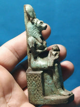 Load image into Gallery viewer, Egyptian Sekhmet with child seated Sculpture Statue 4&quot; www.Neo-Mfg.com amulet
