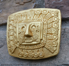 Load image into Gallery viewer, Inca Viracocha Tiwanaku Face Gateway sun Sculptural wall relief plaque 3.5" www.Neo-Mfg.com home decor
