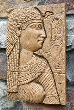 Load image into Gallery viewer, History Egyptian Goddess Hathor mammisi at Dendera Sculptural wall relief www.Neo-Mfg.com 9.5&quot; d23
