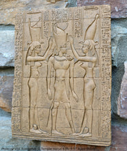 Load image into Gallery viewer, History Egyptian Ptolemy VIII Euergetes II Temple of Horus at Edfu Sculptural wall relief www.Neo-Mfg.com 9.5&quot; d25
