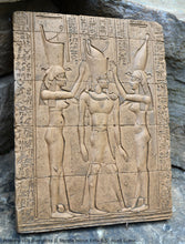 Load image into Gallery viewer, History Egyptian Ptolemy VIII Euergetes II Temple of Horus at Edfu Sculptural wall relief www.Neo-Mfg.com 9.5&quot; d25
