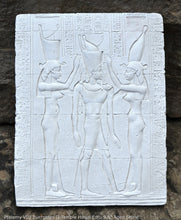 Load image into Gallery viewer, History Egyptian Ptolemy VIII Euergetes II Temple of Horus at Edfu Sculptural wall relief www.Neo-Mfg.com 9.5&quot; d25
