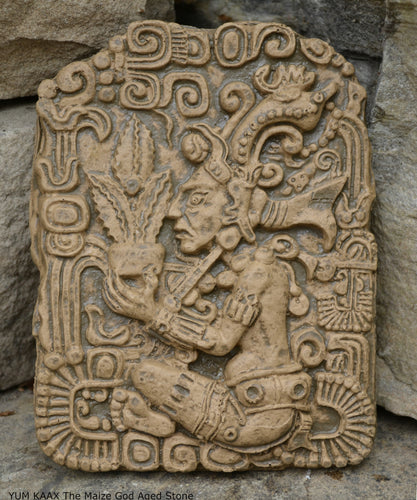 History Aztec Maya Mesoamerica YUM KAAX The Maize God plaque wall Sculpture Statue www.Neo-Mfg.com 5
