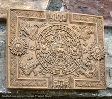 Load image into Gallery viewer, Aztec Mayan Tonatiuh sun god ceremonial relief sculpture wall plaque www.Neo-Mfg.com 5&quot;

