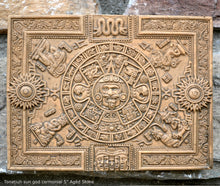 Load image into Gallery viewer, Aztec Mayan Tonatiuh sun god ceremonial relief sculpture wall plaque www.Neo-Mfg.com 5&quot;
