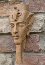 Load image into Gallery viewer, History Egyptian Pharaoh Akhenaten Amenhotep IV Sun god Sculptural wall relief bust Neo-Mfg 10"
