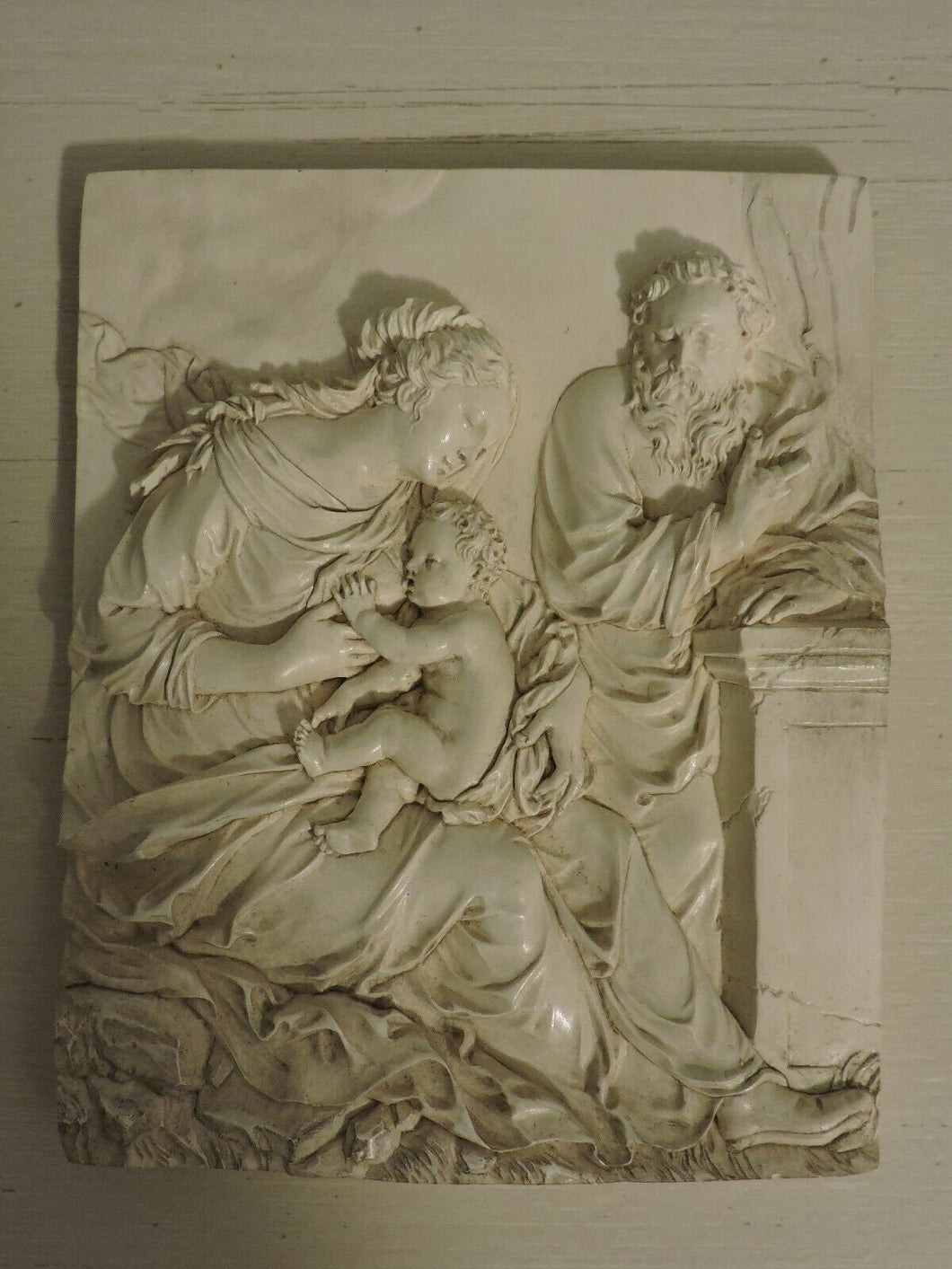 Religious Baby Jesus Mary Joseph Sculpture plaque relief www.Neo-Mfg.com Museum reproduction