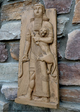 Load image into Gallery viewer, Assyrian Gilgamesh Hero Overpowering a Lion Artifact Carved Sculpture Statue Sculpture Statue 14.5&quot; www.Neo-Mfg.com Museum Replica L19
