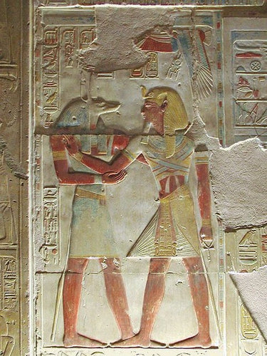 History Egyptian Anubis & Seti I Abydos Artifact Carved Sculpture Statue 23.5