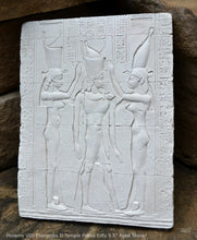 Load image into Gallery viewer, History Egyptian Ptolemy VIII Euergetes II Temple of Horus at Edfu Sculptural wall relief www.Neo-Mfg.com 9.5&quot; d25
