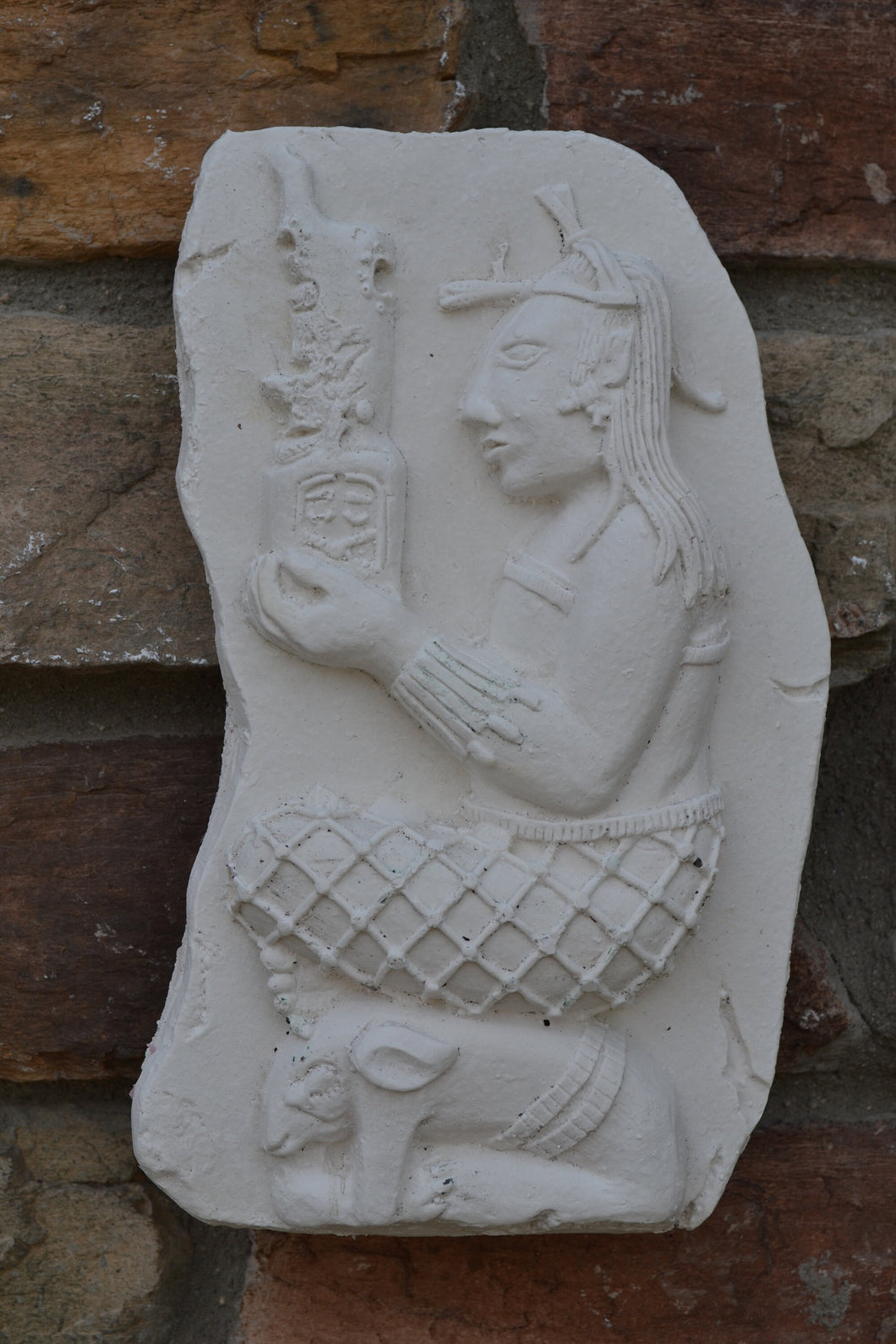 Aztec Mayan Lady offer Flint wall Sculpture plaque 9
