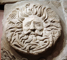 Load image into Gallery viewer, Roman Greek Gorgon's Head Temple Sulis Minerva Bath Belenos alter Sculptural Wall frieze plaque relief www.Neo-Mfg.com 7" b8
