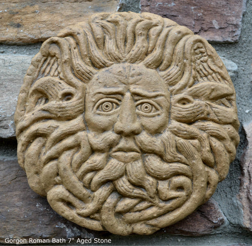 Roman Greek Gorgon's Head Temple Sulis Minerva Bath Belenos alter Sculptural Wall frieze plaque relief www.Neo-Mfg.com 7
