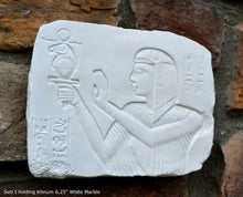 Load image into Gallery viewer, History Egyptian Seti 1 aged fragment Sculptural wall relief plaque www.Neo-Mfg.com 6.25&quot;
