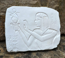 Load image into Gallery viewer, History Egyptian Seti 1 aged fragment Sculptural wall relief plaque www.Neo-Mfg.com 6.25&quot;
