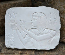 Load image into Gallery viewer, History Egyptian Seti 1 aged fragment Sculptural wall relief plaque www.Neo-Mfg.com 6.25&quot;
