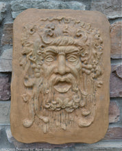 Load image into Gallery viewer, Roman Greek BACCHUS Dionysus Greenman Figure Sculptural Wall frieze plaque Fragment relief www.Neo-Mfg.com 16&quot;

