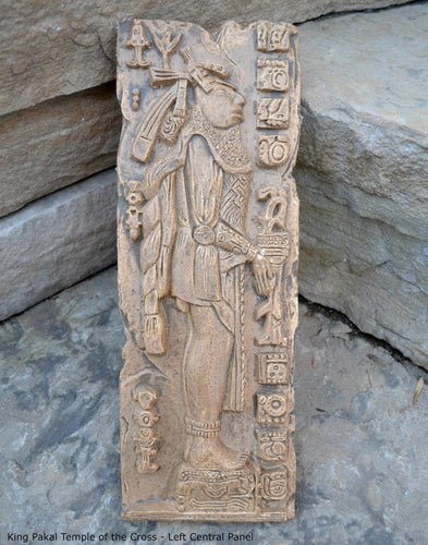 Aztec Mayan Temple cross Left side King Pakal carving wall plaque www.Neo-Mfg.com home garden decor art 14.5