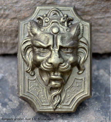 Gargoyle gryphon bust Sculpture wall plaque www.Neo-Mfg.com 3.5