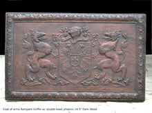 Load image into Gallery viewer, Coat of arms Rampant Griffin w/ double head phoenix wall plaque relief statue sculpture 14.5&quot; www.Neo-Mfg.com
