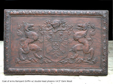 Load image into Gallery viewer, Coat of arms Rampant Griffin w/ double head phoenix wall plaque relief statue sculpture 14.5" www.Neo-Mfg.com
