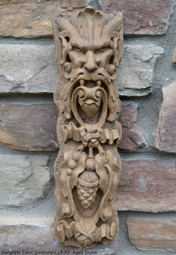 Gargoyle Satyr greenman wall sculpture plaque www.NEO-MFG.com 13.75