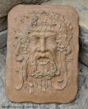 Load image into Gallery viewer, Roman Greek BACCHUS Dionysus Greenman Figure Sculptural Wall frieze plaque Fragment relief www.Neo-Mfg.com 16&quot;
