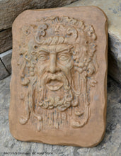Load image into Gallery viewer, Roman Greek BACCHUS Dionysus Greenman Figure Sculptural Wall frieze plaque Fragment relief www.Neo-Mfg.com 16&quot;
