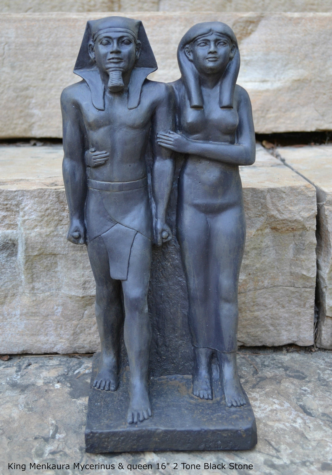 History Egyptian King Menkaura Mycerinus & queen Statue Sculpture 16