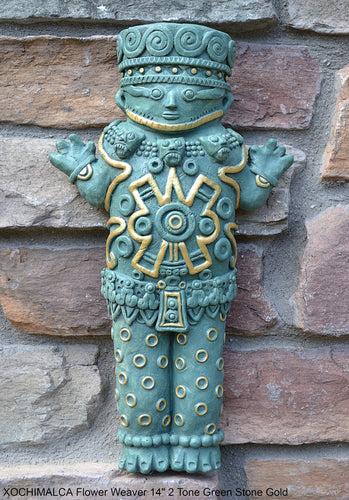 Aztec Mayan XOCHIMALCA Flower Weaver statue sculpture Artifact Carved Sculpture Statue 14