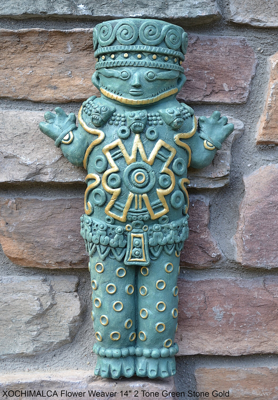 Aztec Mayan XOCHIMALCA Flower Weaver statue sculpture Artifact Carved Sculpture Statue 14