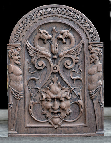 Decor French design Griffin Satyr wood carving style wall plaque sculpture 21.5