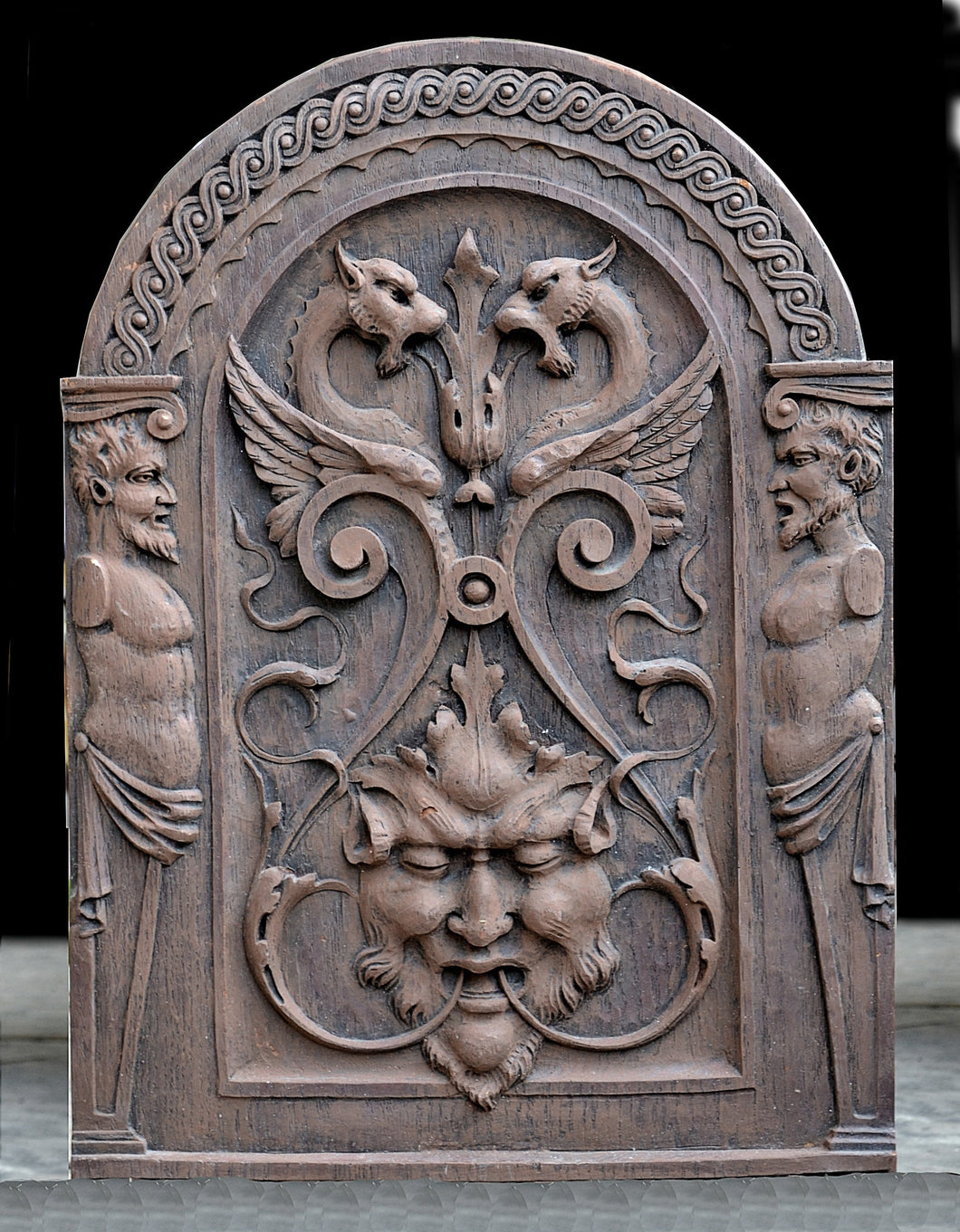 Decor French design Griffin Satyr wood carving style wall plaque sculpture 21.5