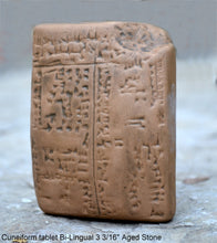 Load image into Gallery viewer, Sumerian Cuneiform tablet Bi-Lingual Akkadian Sumerian sculptural www.Neo-Mfg.com 3 3/16" Museum reproduction C4
