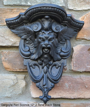 Load image into Gallery viewer, Gargoyle Satyr wall Shelf corbel Grotesque goblin sculpture www.NEO-MFG.com 12&quot; winged greenman leaf face
