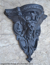 Load image into Gallery viewer, Gargoyle Satyr wall Shelf corbel Grotesque goblin sculpture www.NEO-MFG.com 12&quot; winged greenman leaf face
