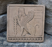 Load image into Gallery viewer, Assyrian Persian Winged Sphinx from the Palace of Darius Sculpture reproduction art 8" www.Neo-Mfg.com Museum Reproduction g26
