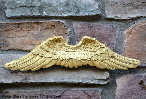Angel Wings Bless this House wall sculpture statue plaque www.Neo-Mfg.com mini 13