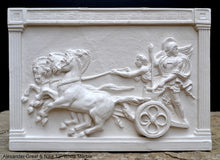 Load image into Gallery viewer, Roman Greek Chariot Thorvaldsen Alexander Great &amp; Nike Artifact Carved Sculpture Statue www.Neo-Mfg.com 12" h10
