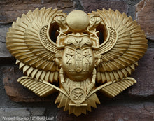 Load image into Gallery viewer, History Egyptian Scarab Ur Pediment hieroglyph Sculptural wall relief www.Neo-Mfg.com 12&quot;
