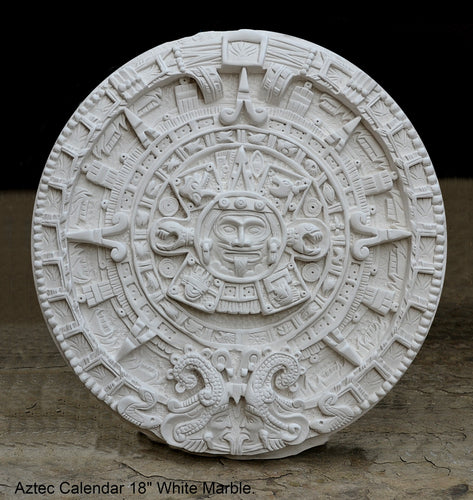 History MAYAN AZTEC CALENDAR on Stone Sculptural wall relief plaque 15.5