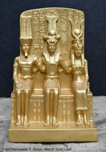 Load image into Gallery viewer, History Egyptian triad Ramesses II, Amun, Mut attributes of the goddess Hathor Artifact Sculpture 6&quot; www.Neo-Mfg.com museum reproduction
