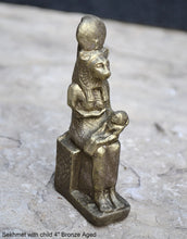 Load image into Gallery viewer, Egyptian Sekhmet with child seated Sculpture Statue 4&quot; www.Neo-Mfg.com amulet

