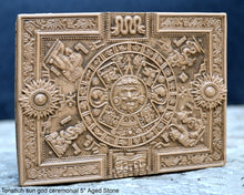 Load image into Gallery viewer, Aztec Mayan Tonatiuh sun god ceremonial relief sculpture wall plaque www.Neo-Mfg.com 5&quot;
