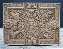 Load image into Gallery viewer, Aztec Mayan Tonatiuh sun god ceremonial relief sculpture wall plaque www.Neo-Mfg.com 5&quot;
