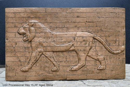 Assyrian Babylonian Lion Processional Way wall plaque art Sculpture 15.25