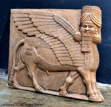 Load image into Gallery viewer, Historical Assyrian Lamassu winged Bull wall Sculpture www.Neo-Mfg.com 10&quot; Mesopotamia d17
