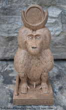 Load image into Gallery viewer, Egyptian Thoth Baboon seated w/ Lunar Disc Sculpture Statue 7.5" www.Neo-Mfg.com Museum Replica
