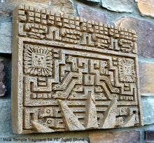 Load image into Gallery viewer, Peru Inca Mesoamerican Sun temple fragment carving Sculptural wall relief plaque 14.75&quot; www.Neo-Mfg.com
